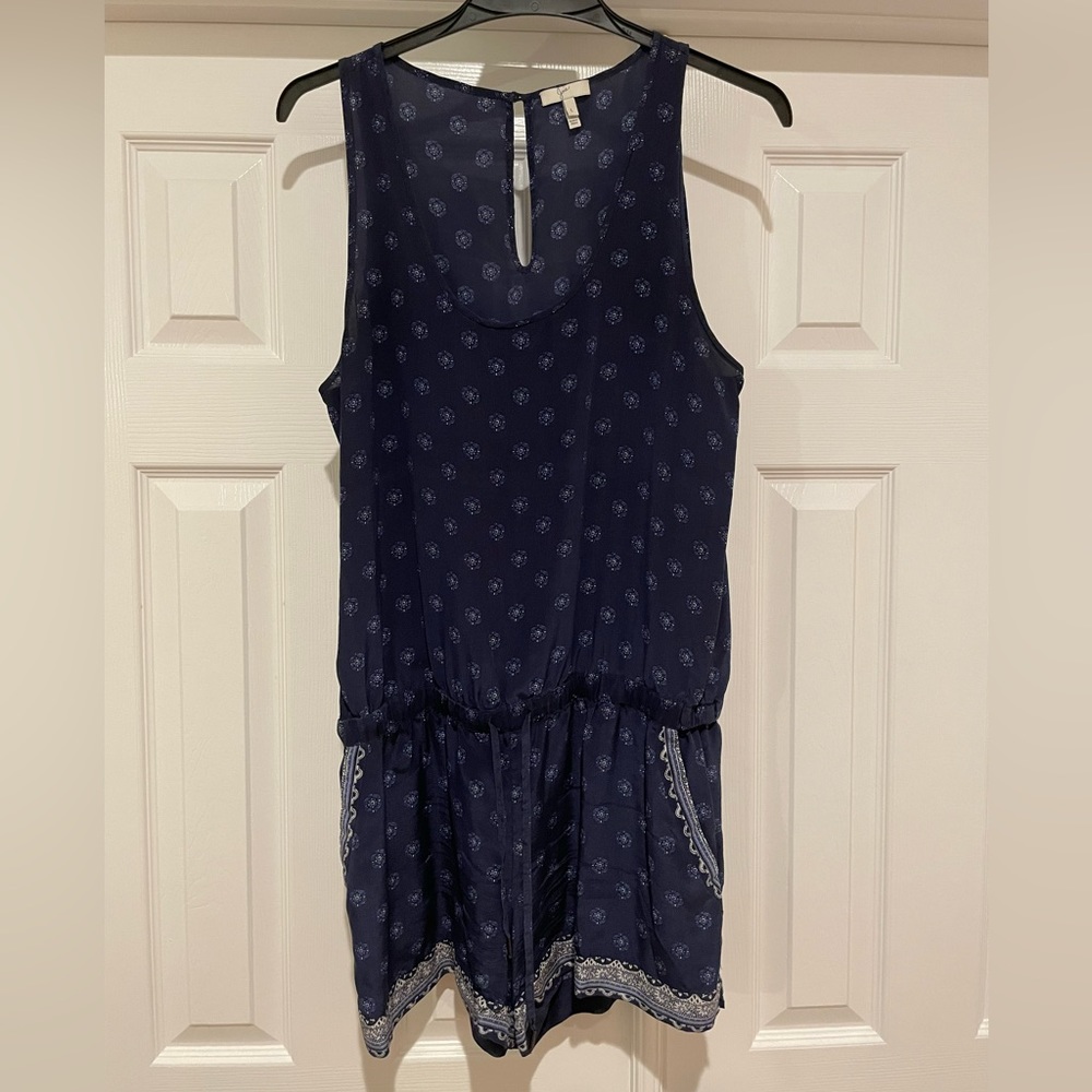 Joie 100% silk romper with tie waist and pockets